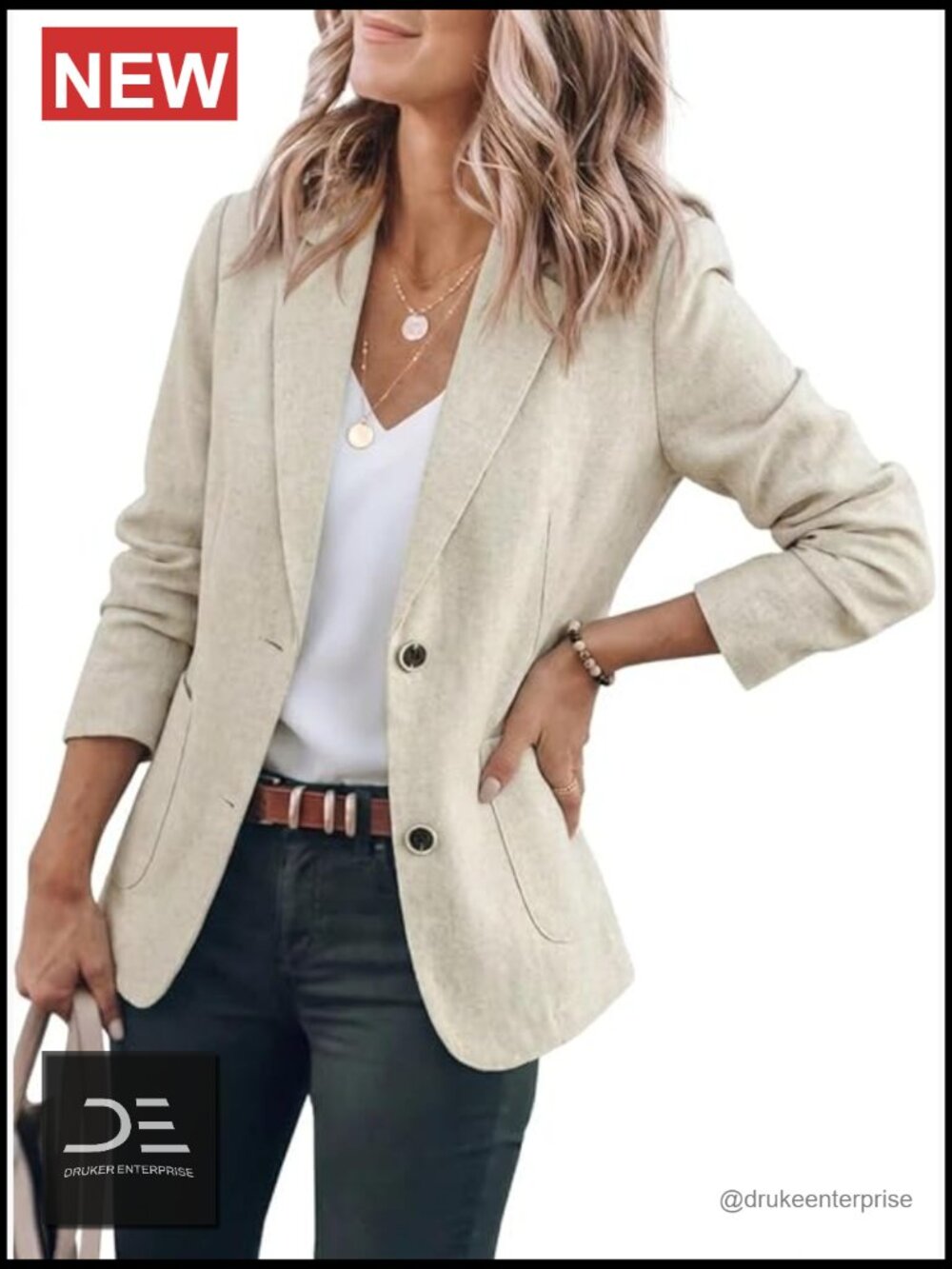 Cotton Linen Blazer Long Sleeve Casual Loose Fit Blazer Jacket